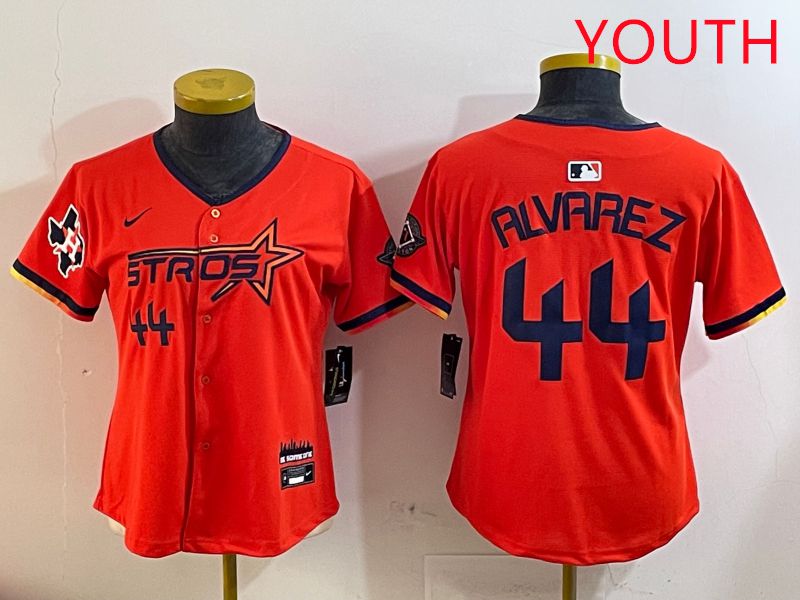 Youth Houston Astros #44 Alvarez Orange Three generations Joint Name 2025 Nike MLB Jersey style 4101->youth mlb jersey->Youth Jersey